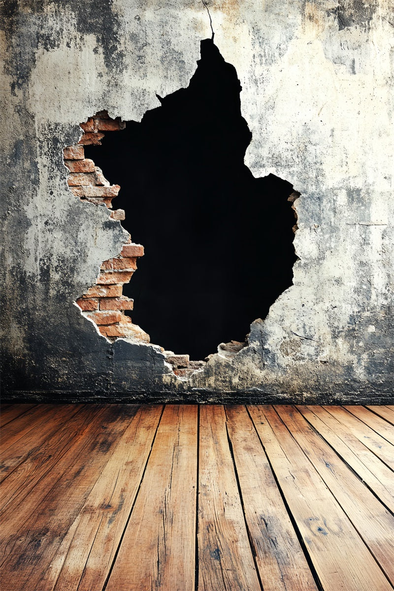Vintage Photography Backdrops Concrete Wall Brick Hole Backdrop CSH4-395