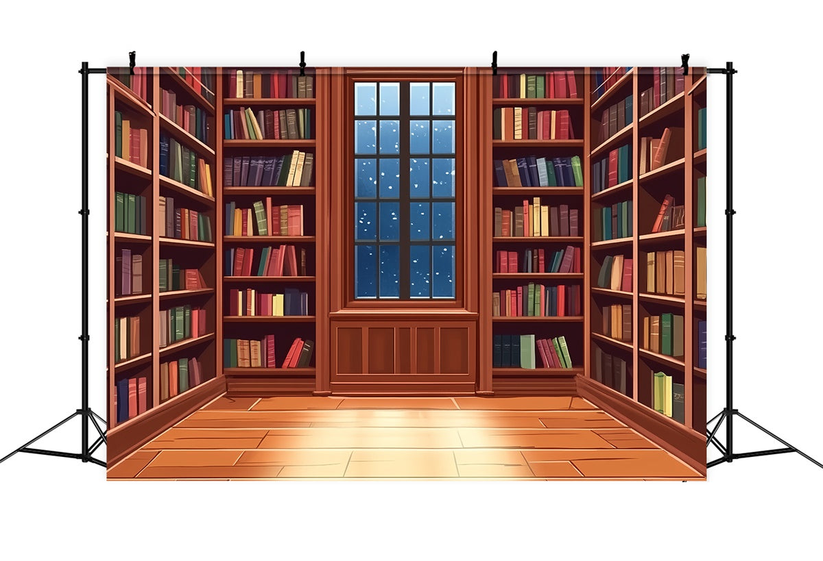 Vintage Backdrop For Photoshoot Wooden Book Room Backdrop CSH4-405