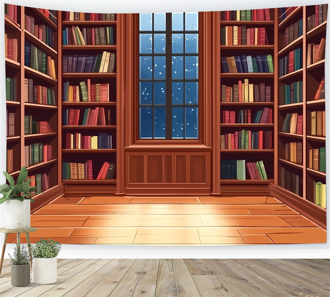 Vintage Backdrop For Photoshoot Wooden Book Room Backdrop CSH4-405