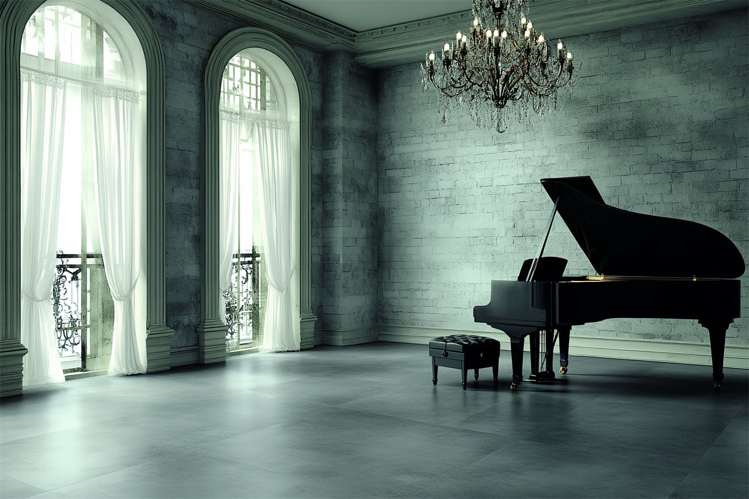Vintage Photography Backdrops Piano Elegant Room Backdrop CSH4-412