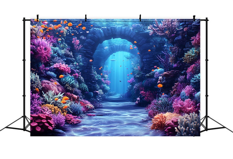 Underwater Backdrop Aquatic Arches Coral Summer Backdrop CSH5-100