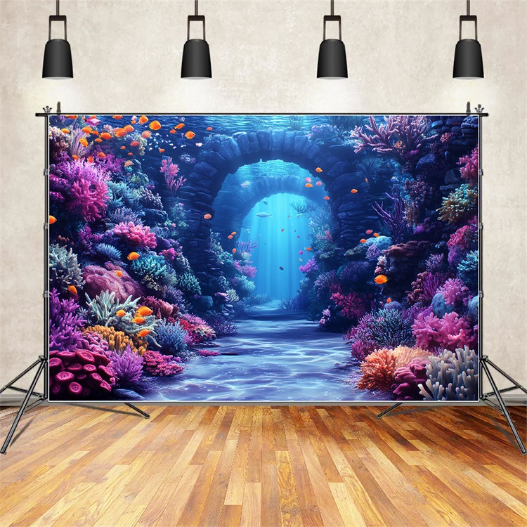 Underwater Backdrop Aquatic Arches Coral Summer Backdrop CSH5-100
