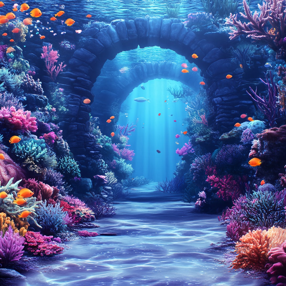 Underwater Backdrop Aquatic Arches Coral Summer Backdrop CSH5-100