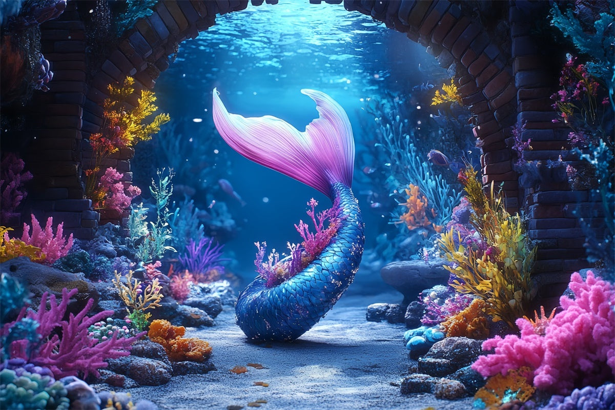 Summer Photo Backdrop Mermaid Arches Fantasy Backdrop CSH5-101