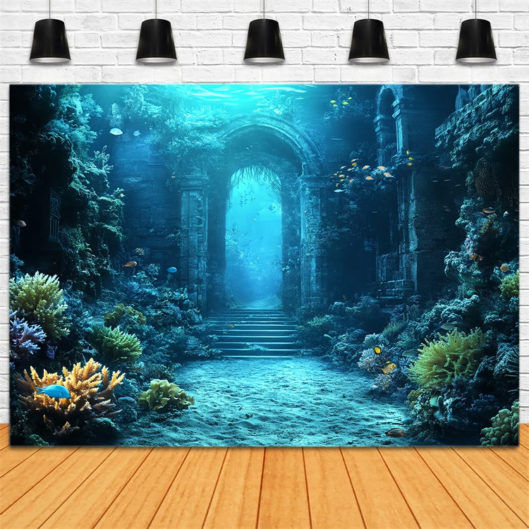 Underwater Backdrop Ancient Ruins Coral Summer Backdrop CSH5-102