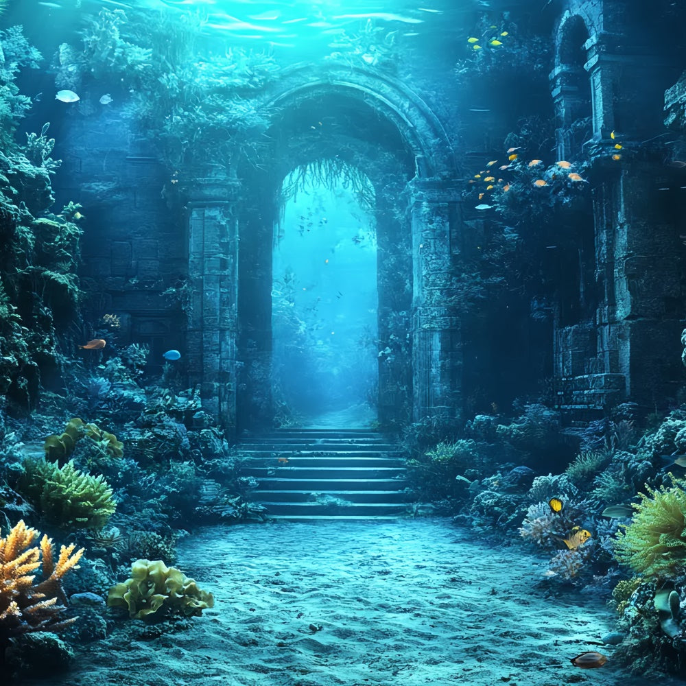 Underwater Backdrop Ancient Ruins Coral Summer Backdrop CSH5-102