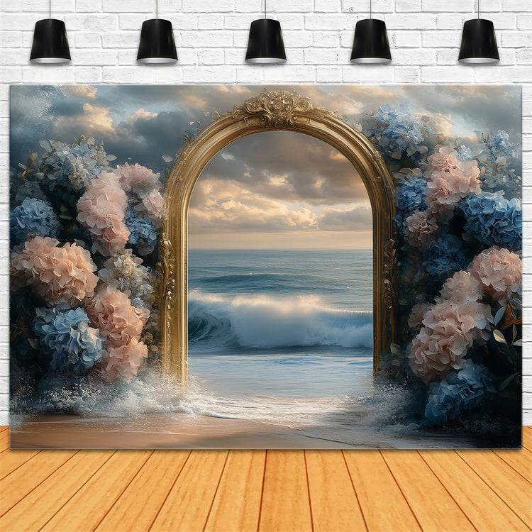 Summer Beach Backdrop Hydrangea Dream Sea Backdrop CSH5-110
