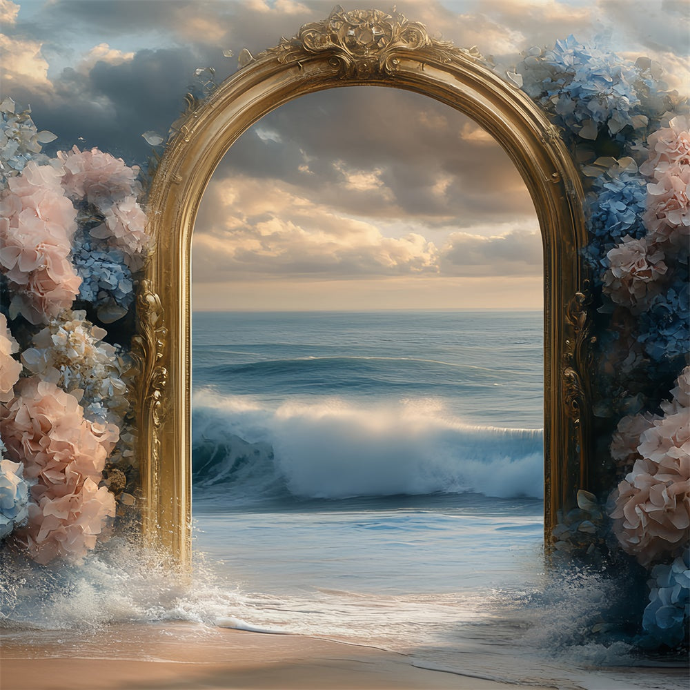 Summer Beach Backdrop Hydrangea Dream Sea Backdrop CSH5-110