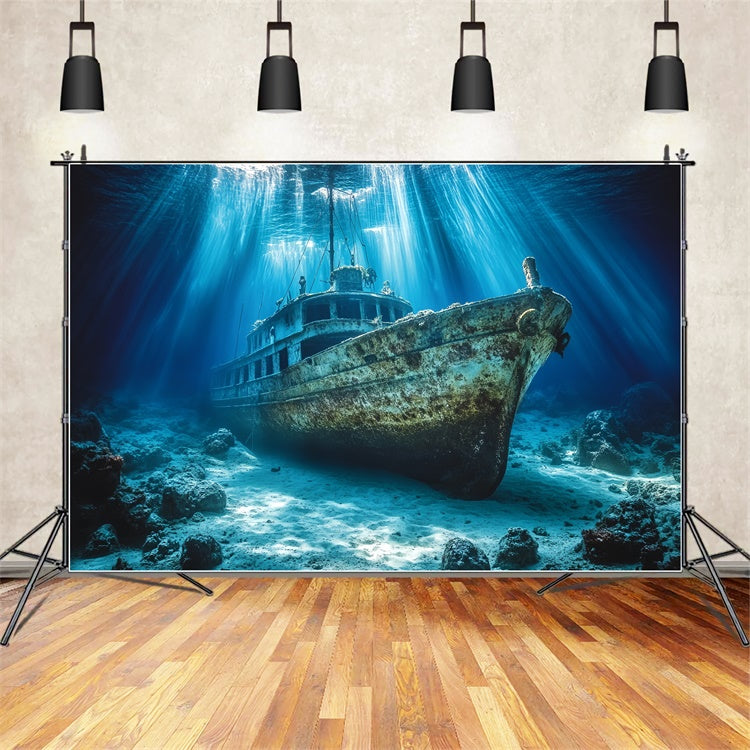 Underwater Backdrop Mystic Wreck Ocean Summer Backdrop CSH5-112