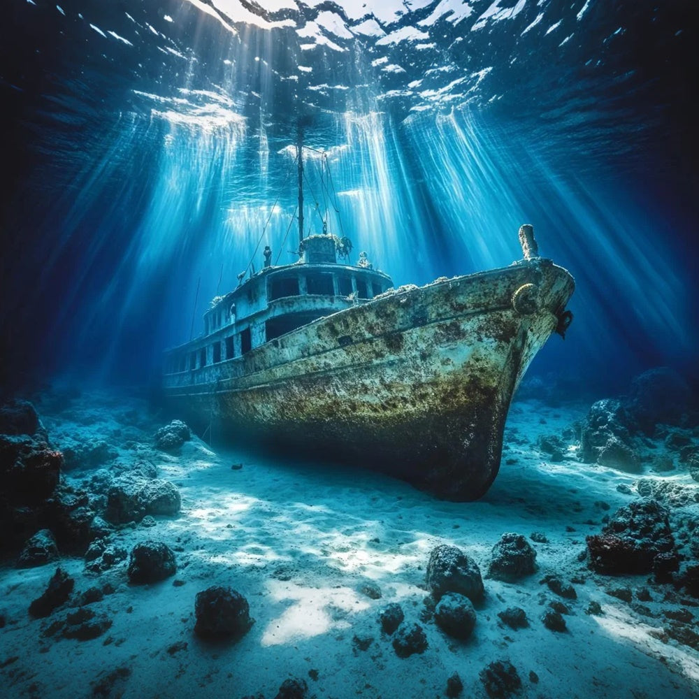 Underwater Backdrop Mystic Wreck Ocean Summer Backdrop CSH5-112