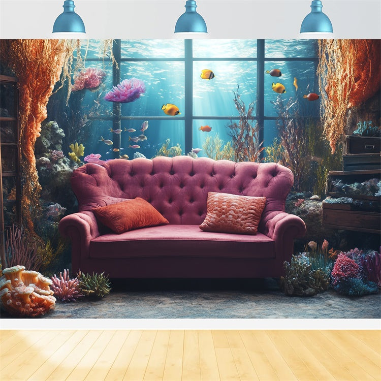 Summer Backdrops Vintage Sofa Ocean View Backdrop CSH5-113