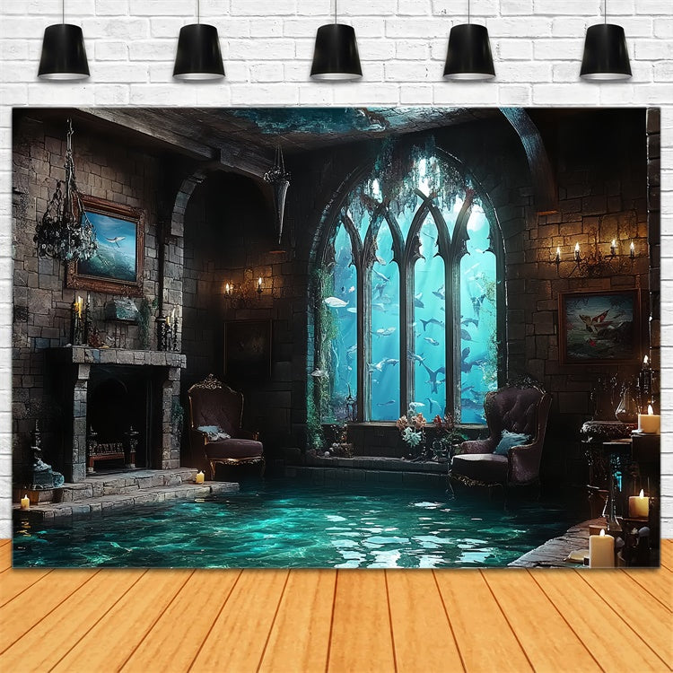 Underwater Backdrop Gothic Sea Castle Summer Backdrop CSH5-114