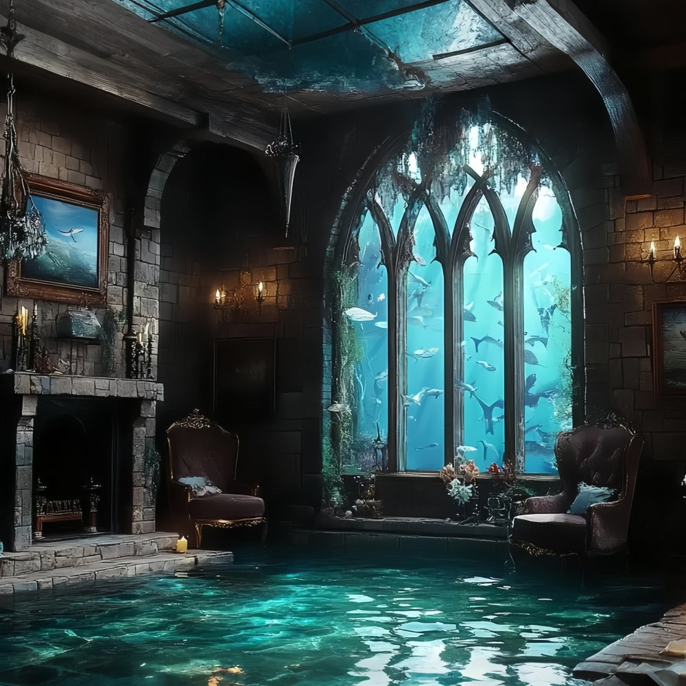Underwater Backdrop Gothic Sea Castle Summer Backdrop CSH5-114