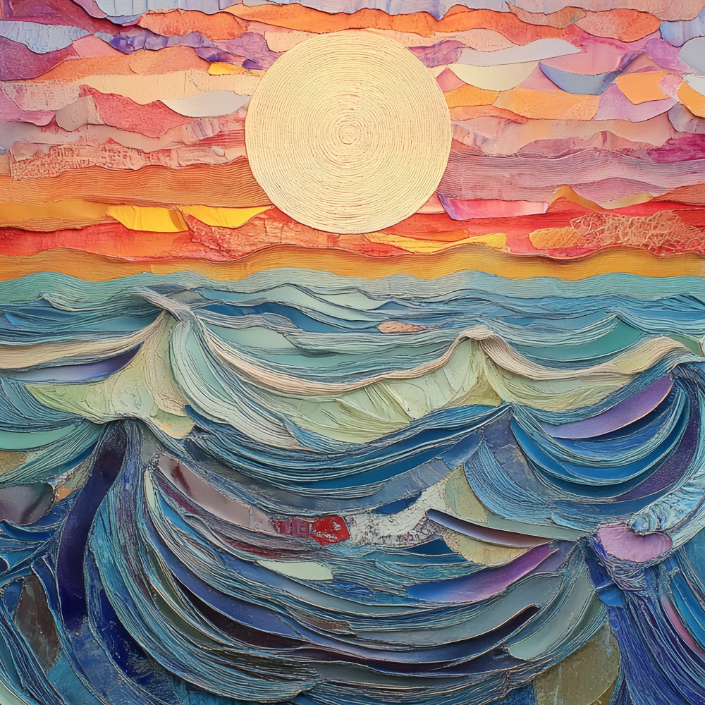 Summer Backdrop Sunset Rainbow Waves Paint Backdrop CSH5-117