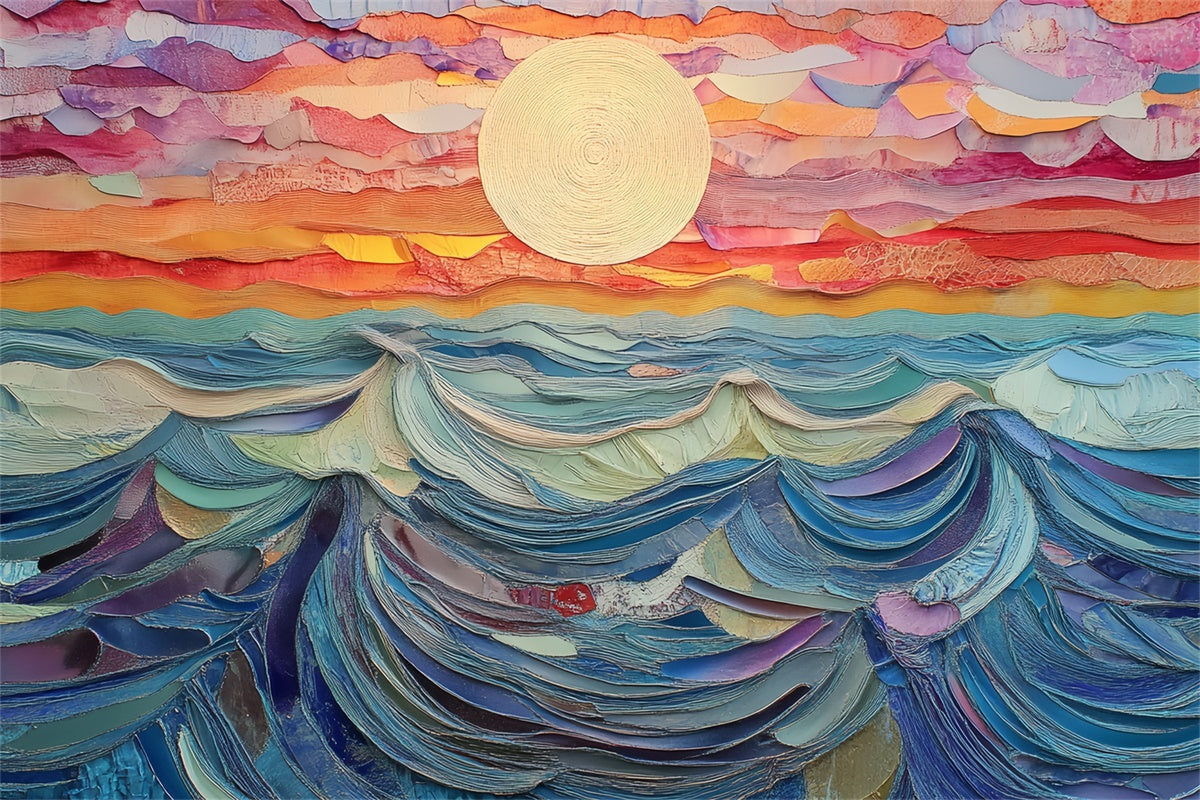 Summer Backdrop Sunset Rainbow Waves Paint Backdrop CSH5-117