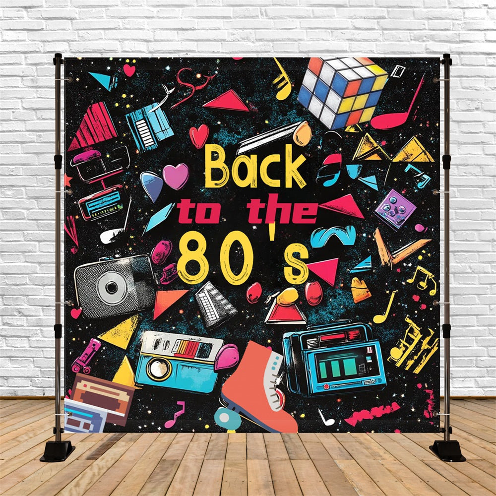 80s Photo Backdrop Vibrant Throwback Elements Backdrop CSH5-12