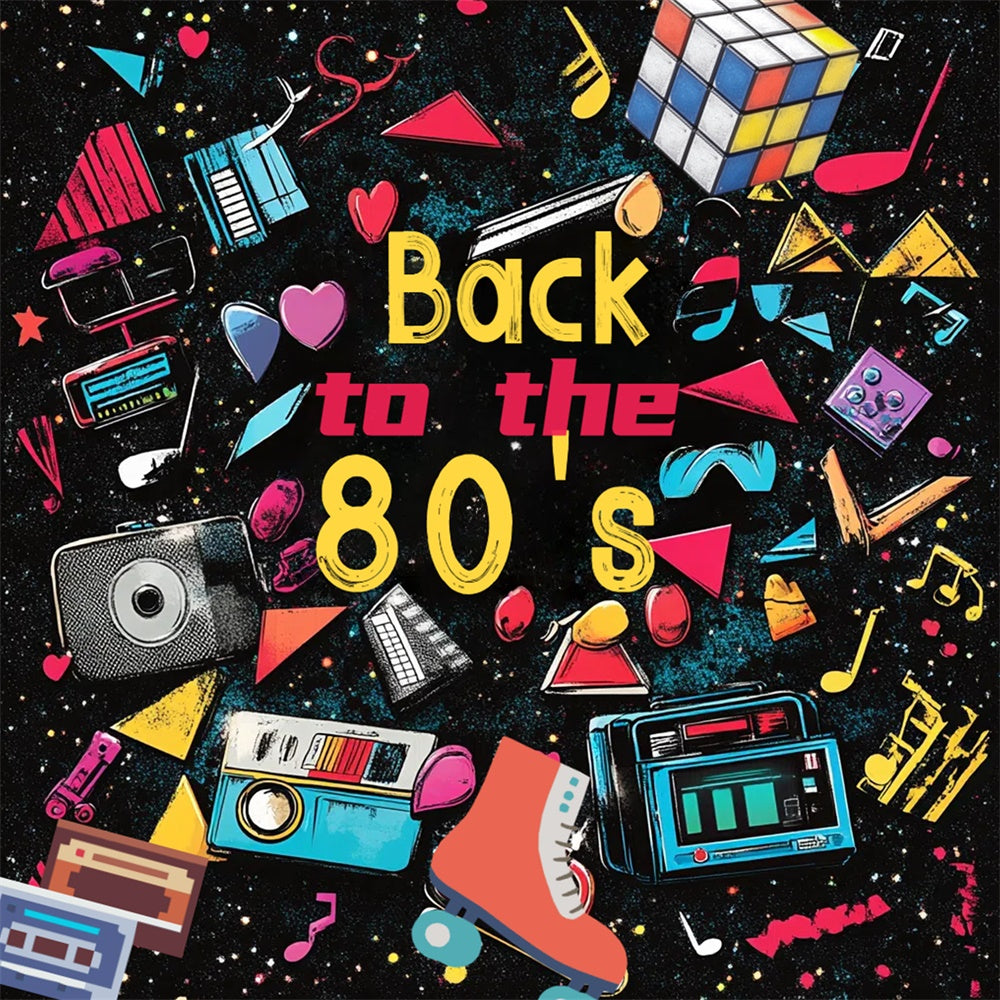 80s Photo Backdrop Vibrant Throwback Elements Backdrop CSH5-12