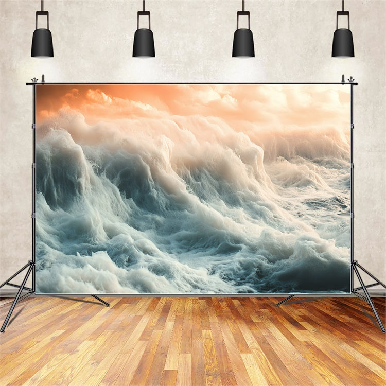 Summer Photo Backdrop Golden Stormy Ocean Backdrop CSH5-120