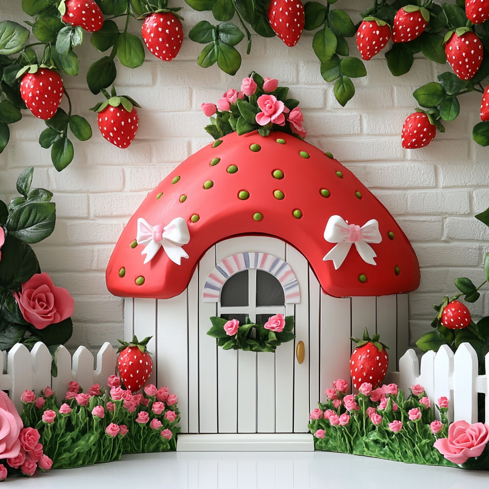 Strawberry Backdrop Cute Strawberry Cottage Summer Backdrop CSH5-121