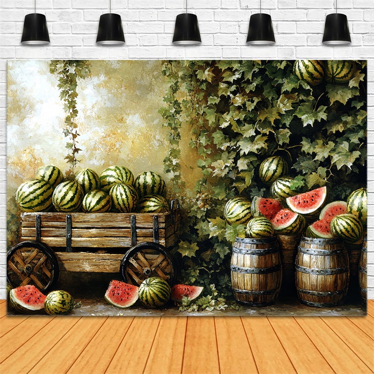 Watermelon Photo Backdrop Vintage Fruit Stand Summer Backdrops CSH5-126