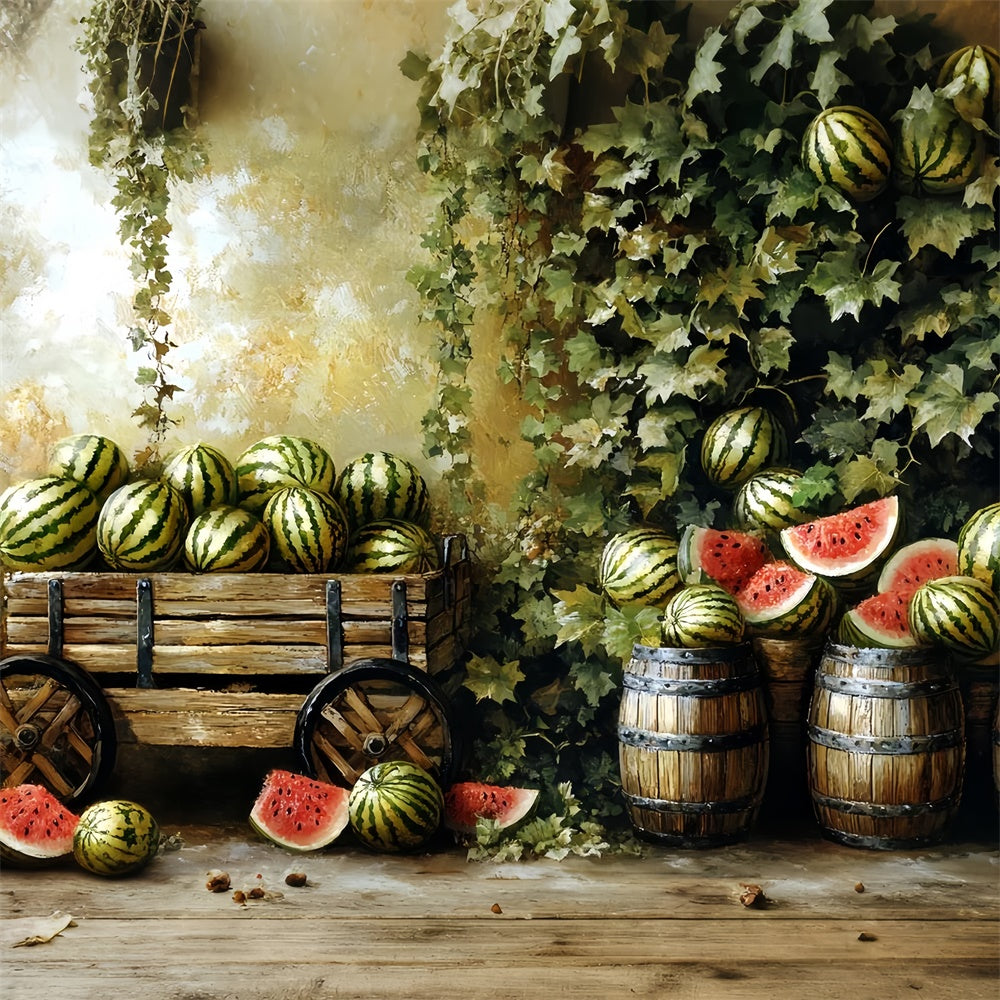 Watermelon Photo Backdrop Vintage Fruit Stand Summer Backdrops CSH5-126