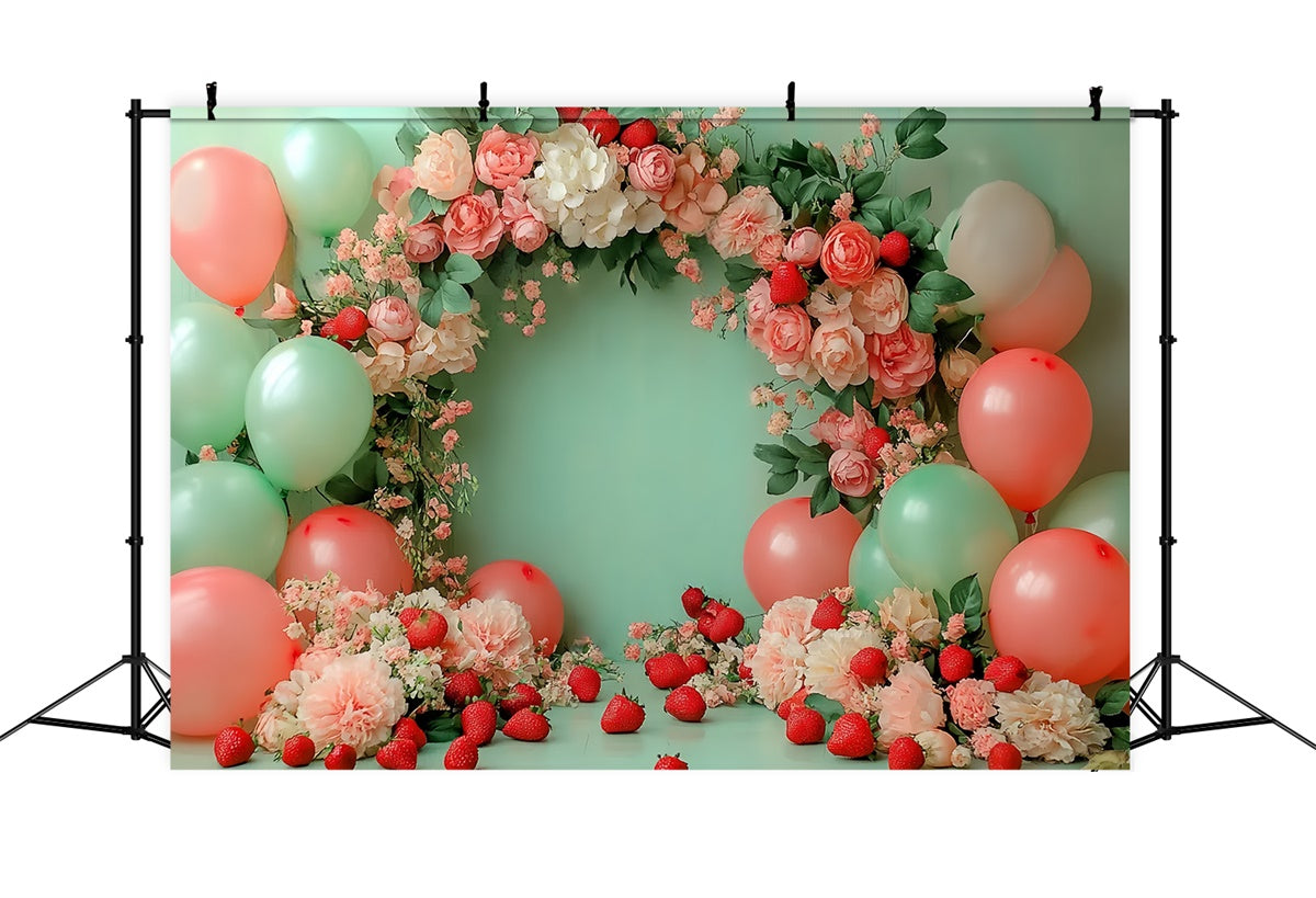 Strawberry Backdrop Balloon Floral Summer Backdrop CSH5-127