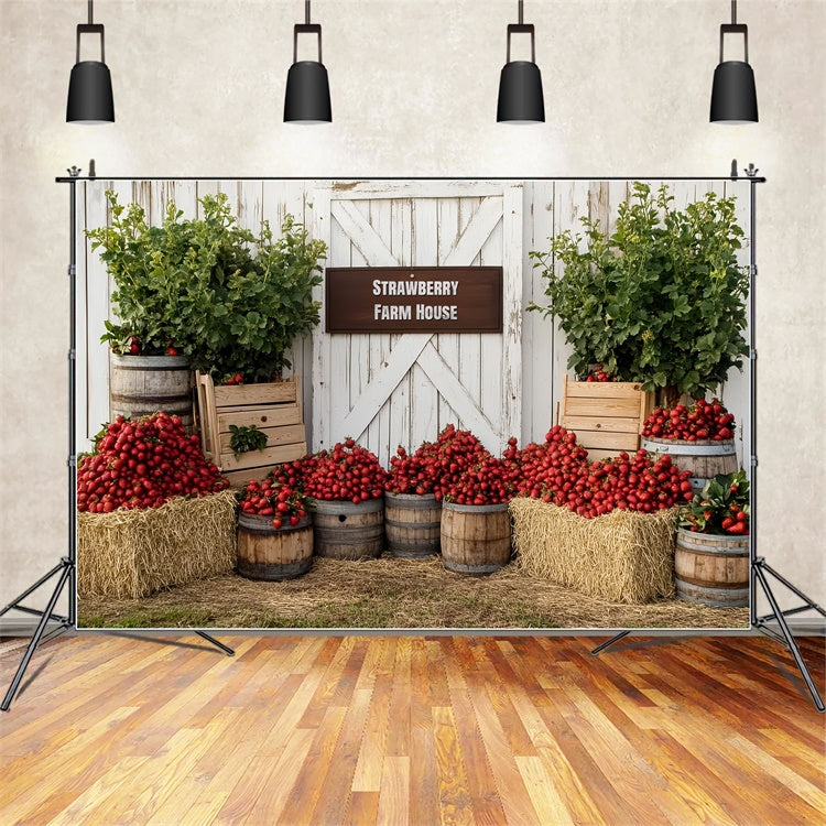 Strawberry Backdrop Rustic Strawberry Farmhouse Backdrop CSH5-128