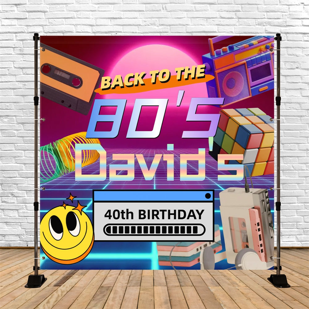 40th Birthday Backdrop Laser Grid Retro Nostalgia Custom 80's Backdrop CSH5-14