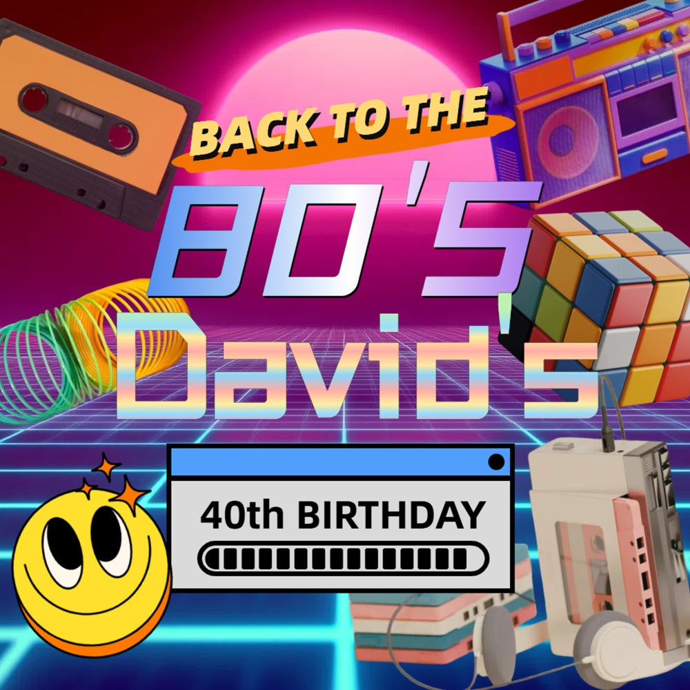 40th Birthday Backdrop Laser Grid Retro Nostalgia Custom 80's Backdrop CSH5-14