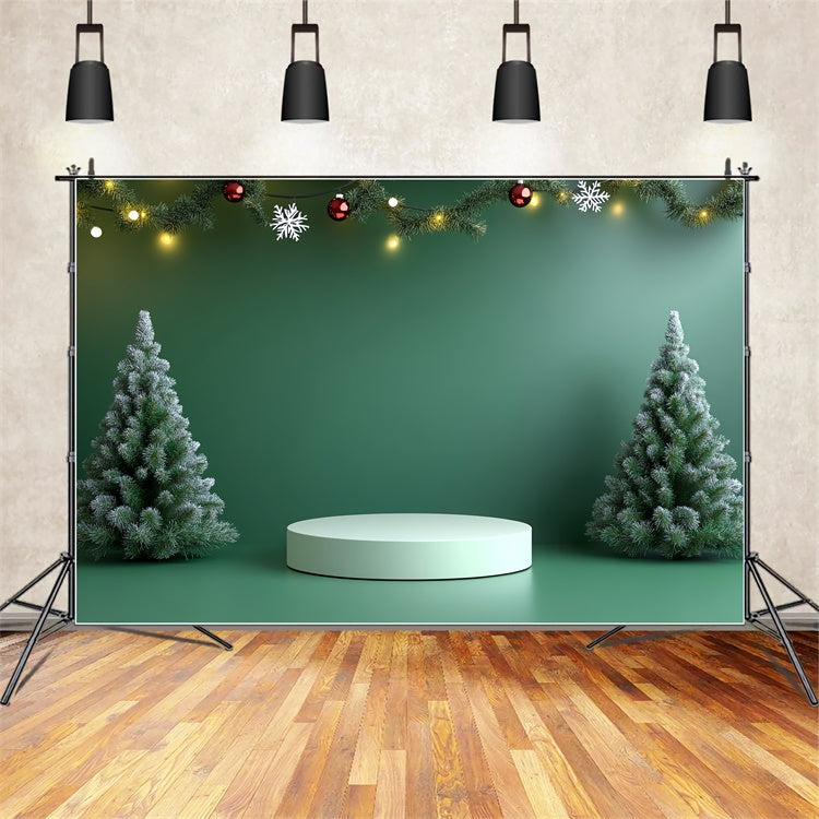 Christmas Stage Backdrops Green Wall Tree Decor Backdrop CSH5-148