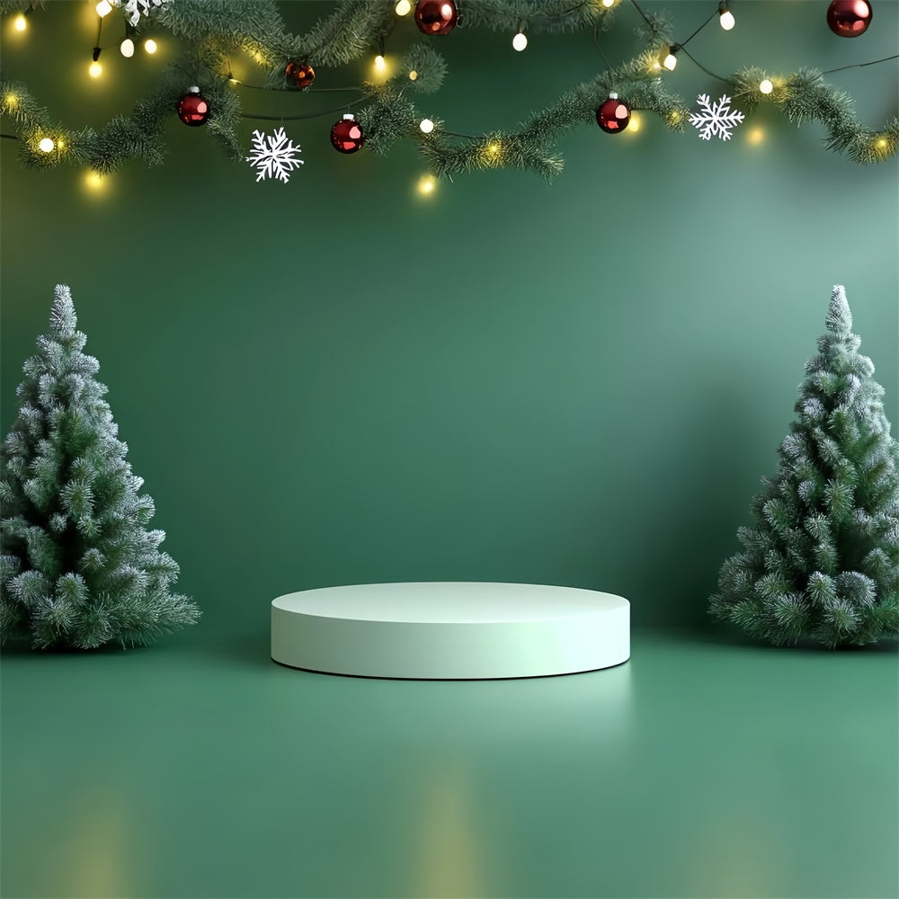 Christmas Stage Backdrops Green Wall Tree Decor Backdrop CSH5-148