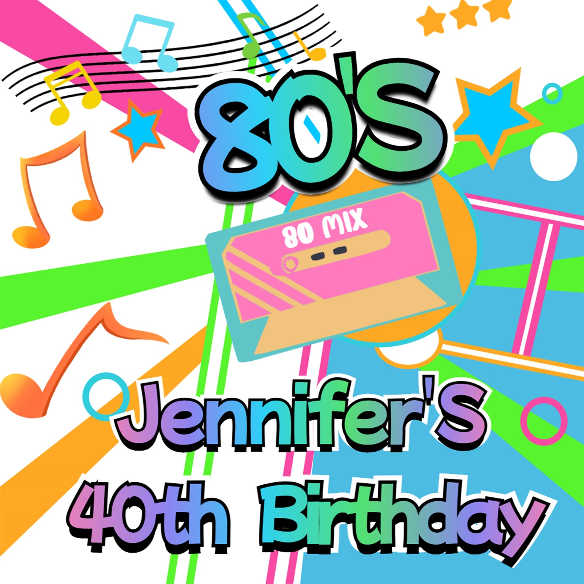 40th Birthday Backdrop Tape Music Note Custom 80s Photo Backdrop CSH5-15