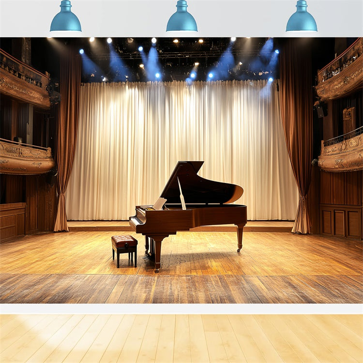 Concert Stage Backdrop Music Hall Wood Vintage Backdrop CSH5-155