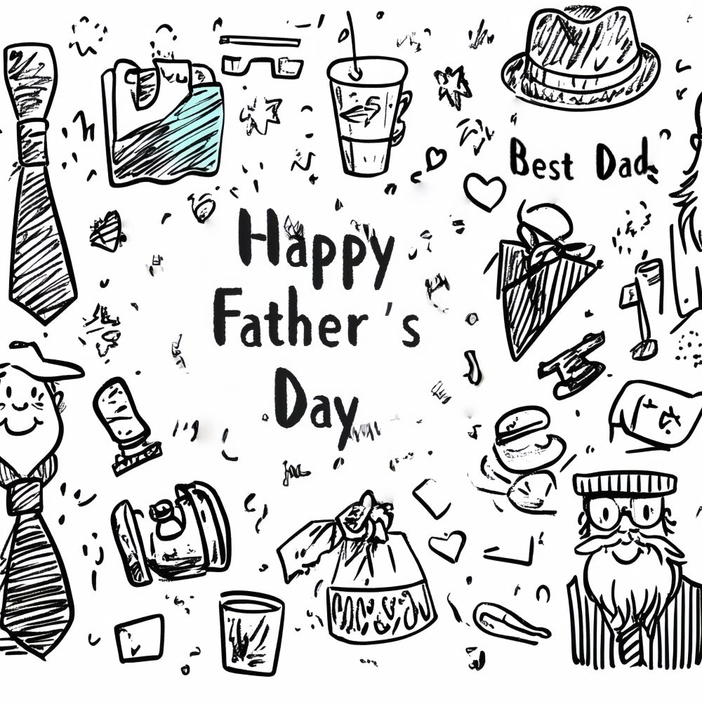 Backdrop Father's Day Cute Doodle Tie Hat Backdrop CSH5-16