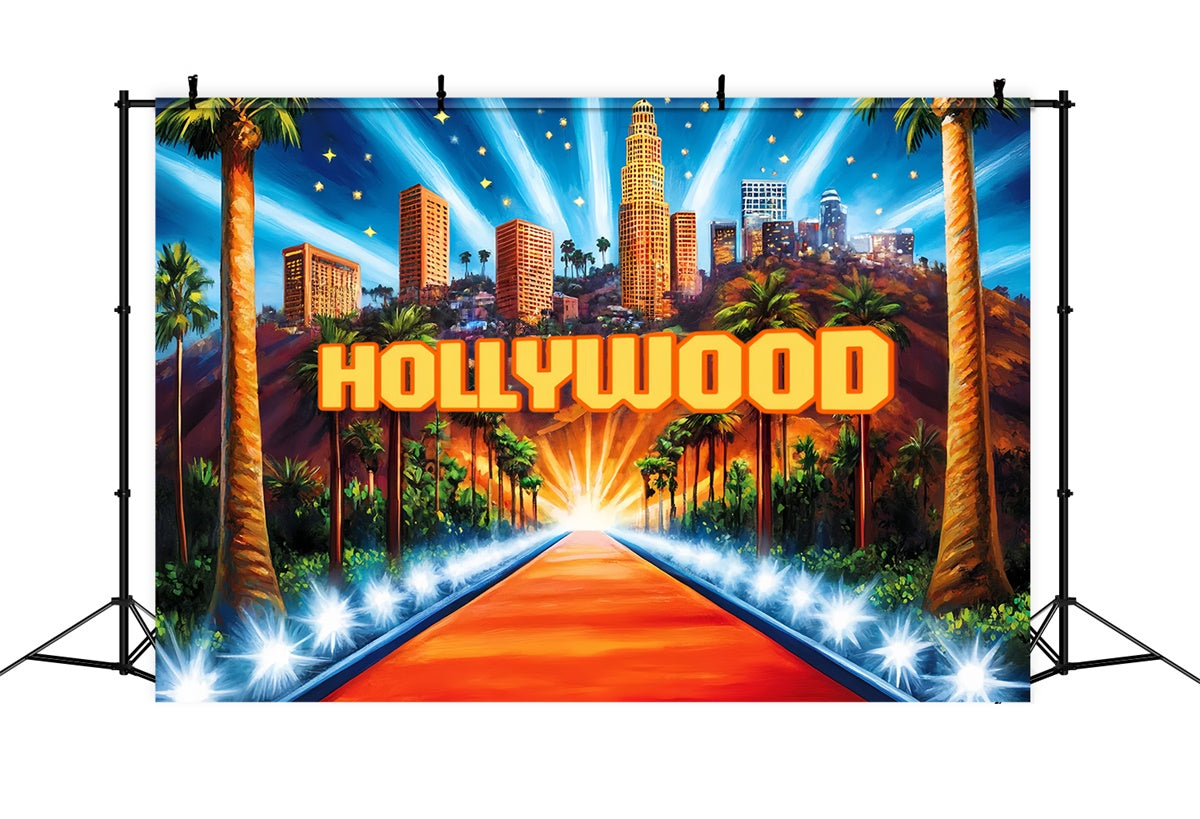 Hollywood Photo Backdrop City Lights Red Carpet Backdrop CSH5-164