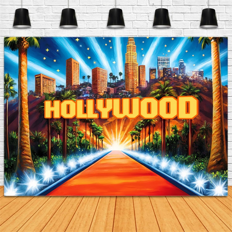 Hollywood Photo Backdrop City Lights Red Carpet Backdrop CSH5-164