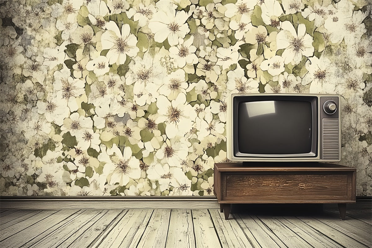 70s Backdrop Floral Living Room Vintage Backdrops CSH5-176