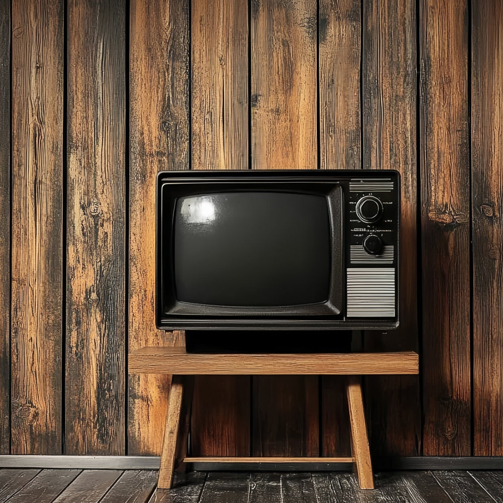 70s Backdrop Wooden Wall Television Vintage Backdrop CSH5-177