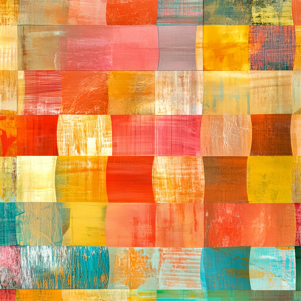 70s Photo Backdrop Vibrant Paint Grid Retro Backdrop CSH5-180