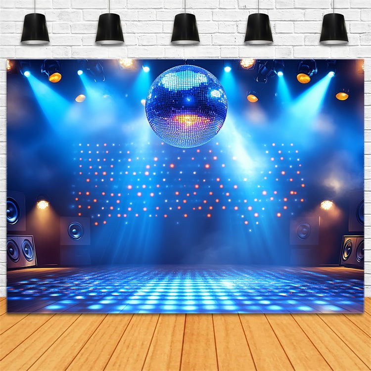 80's Backdrop Blue Disco Ball Stage Retro Backdrop CSH5-186