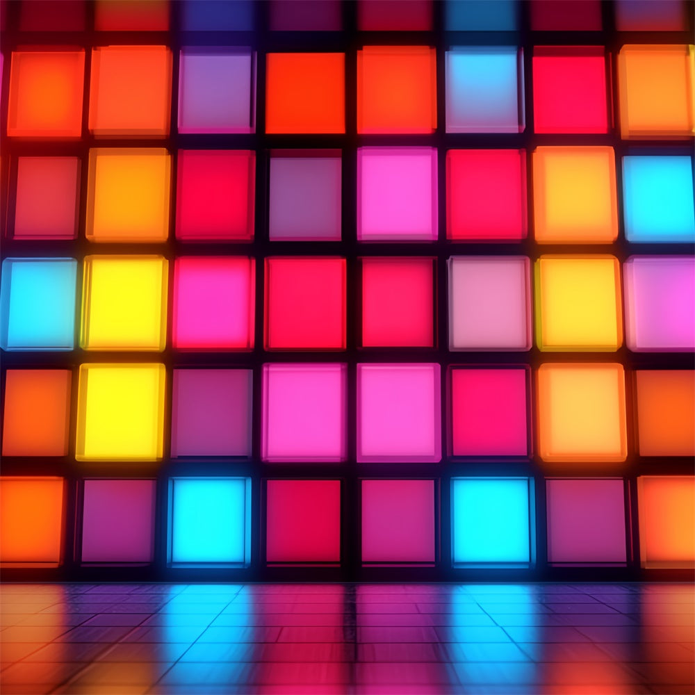 80s Photo Backdrop Vintage Neon Block Wall Backdrop CSH5-188