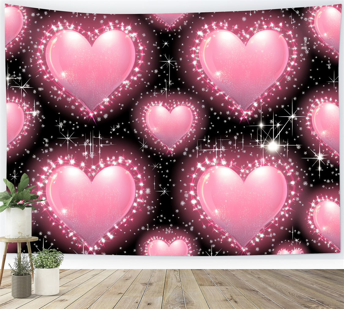 90s Backdrop Glittering Bubble Heart Sparkle Backdrop CSH5-195