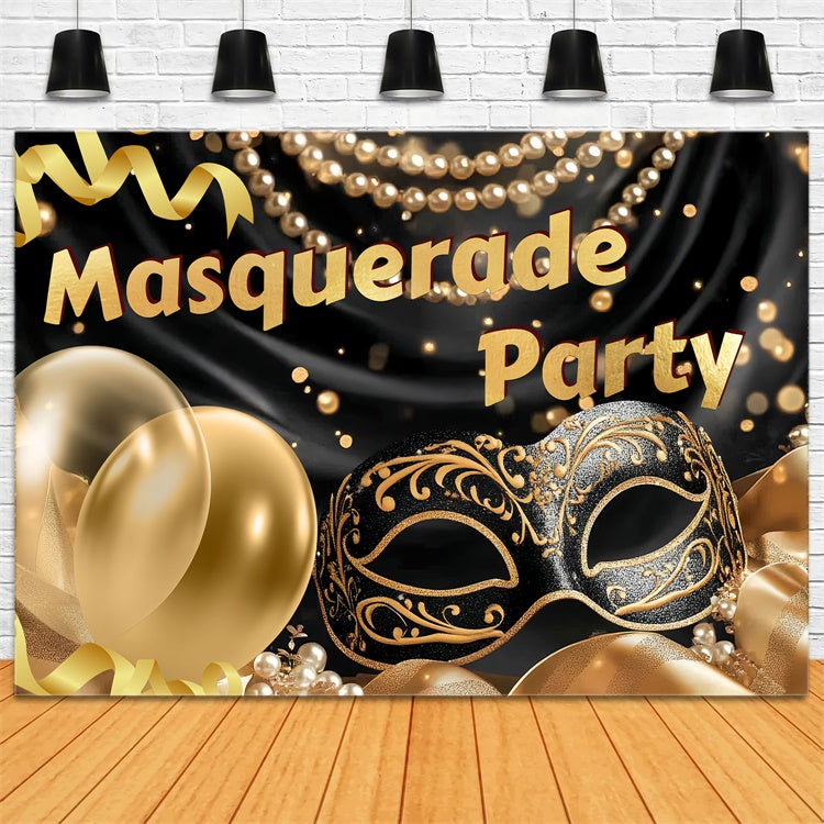 Masquerade Party Backdrop Golden Mask Balloon Backdrop CSH5-207