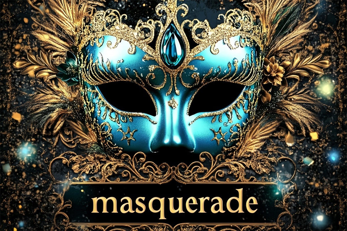Masquerade Ball Photo Backdrop Glorious Blue Mask Backdrop CSH5-209