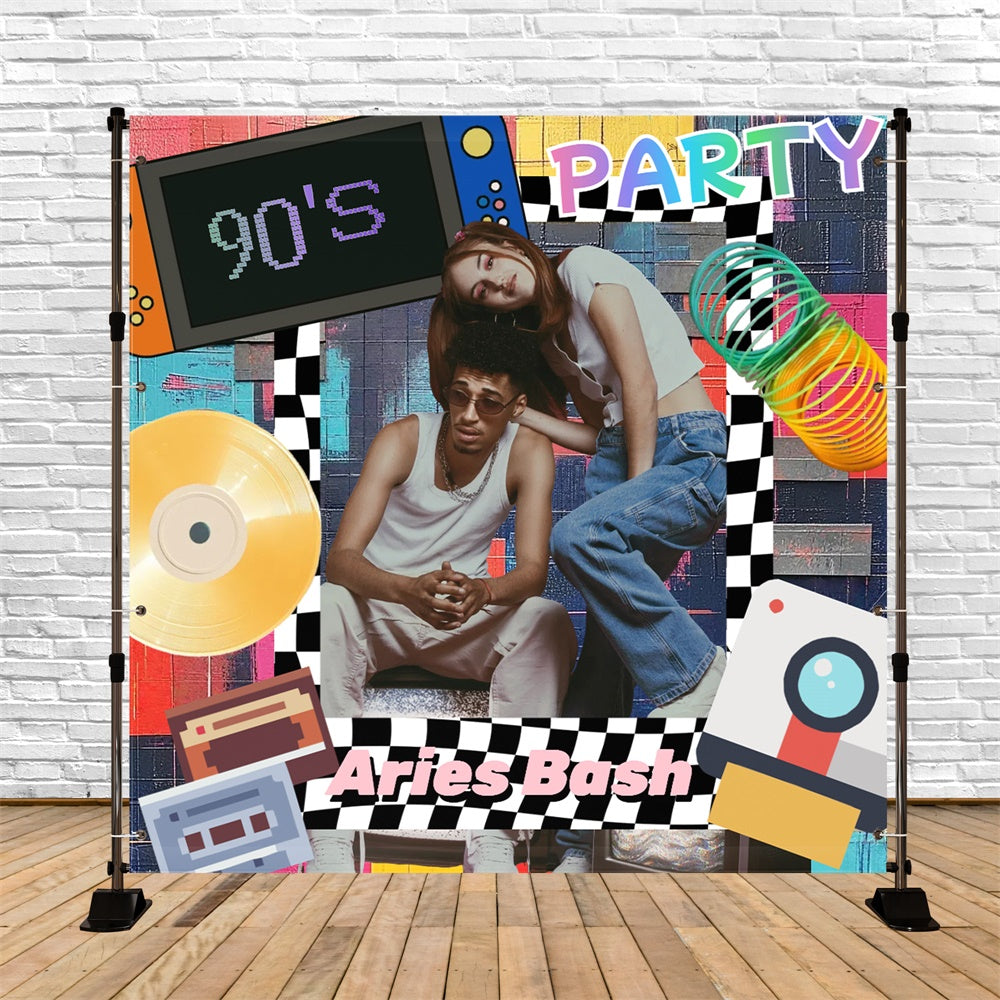 90s Photo Backdrop Stylish Throwback Arcade Custom Backdrop CSH5-21