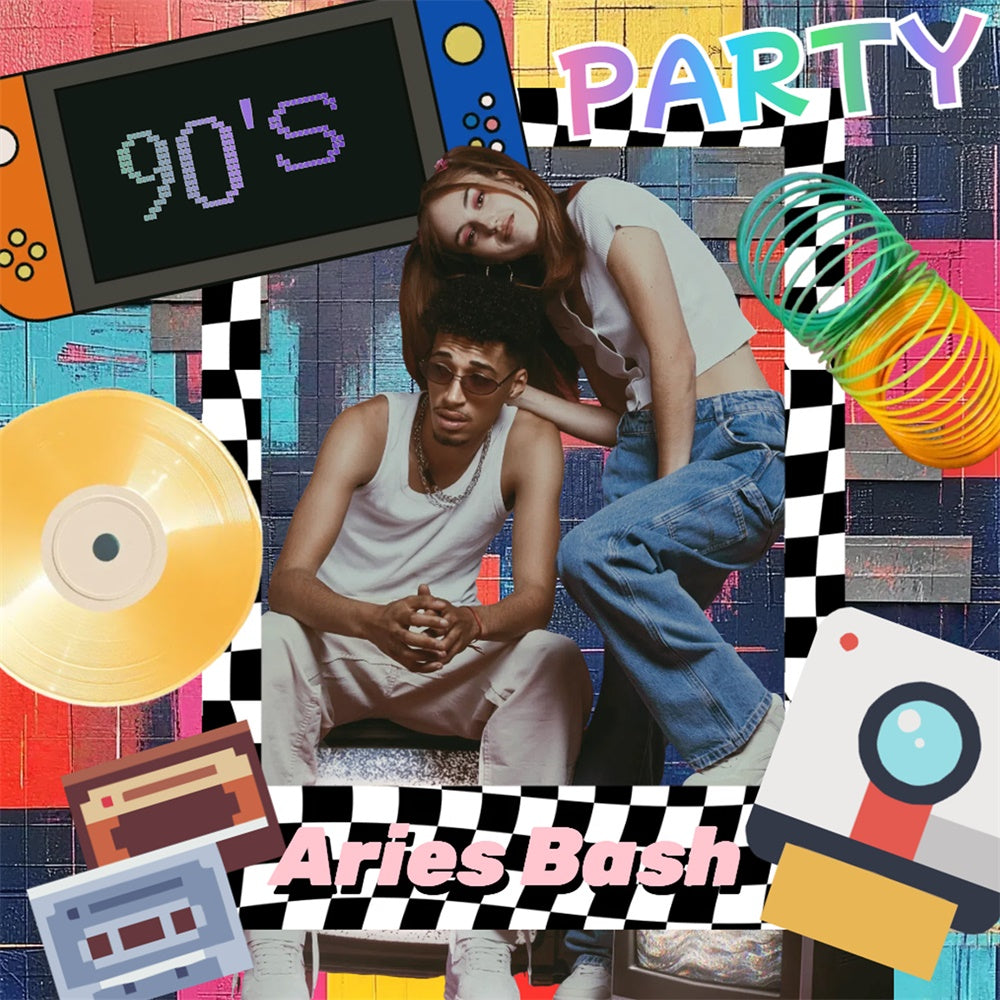 90s Photo Backdrop Stylish Throwback Arcade Custom Backdrop CSH5-21