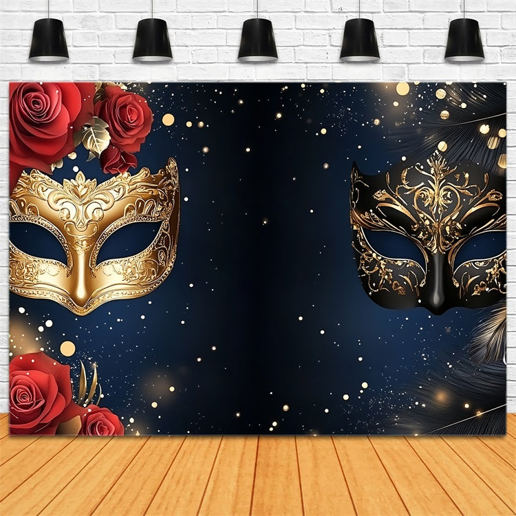 Masquerade Ball Photo Backdrop Night Sky Rose Mask Backdrop CSH5-215