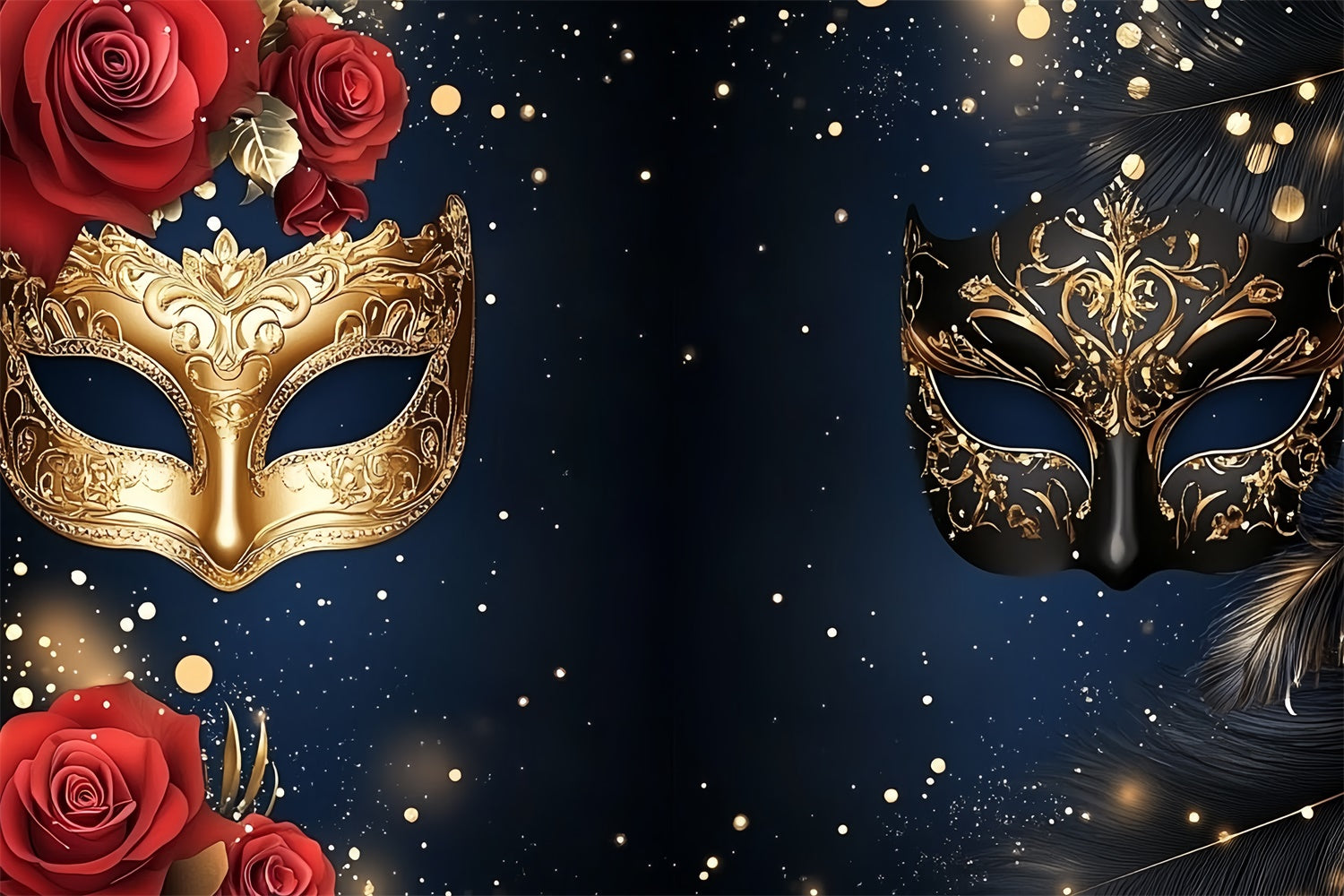 Masquerade Ball Photo Backdrop Night Sky Rose Mask Backdrop CSH5-215