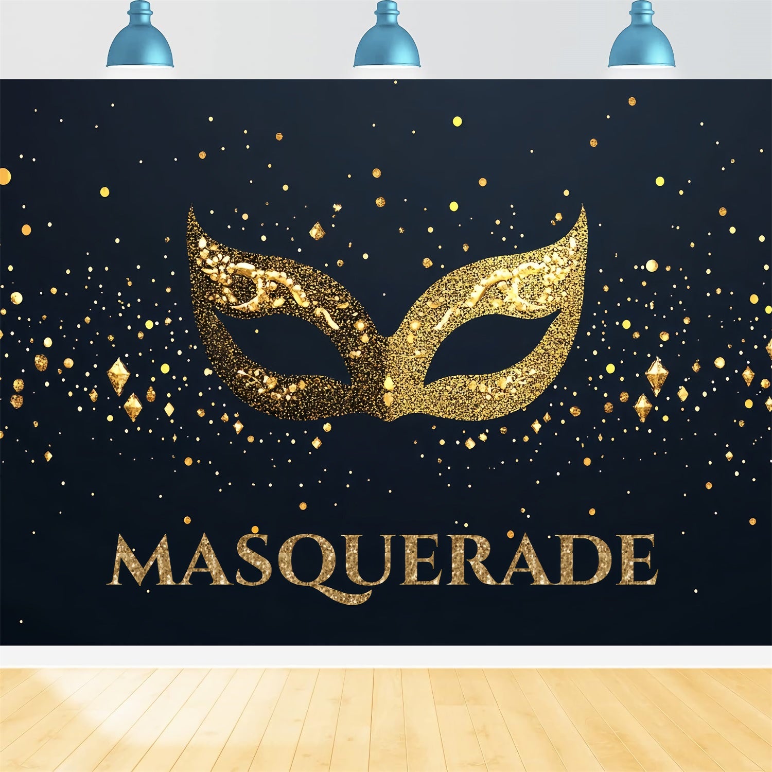 Masquerade Backdrop Ideas Elegant Glitter Gold Mask Backdrop CSH5-222