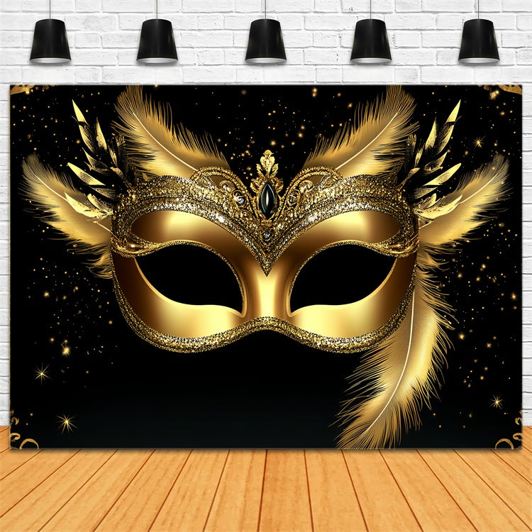 Masquerade Backdrops Royal Gold Mask Celebration Backdrop CSH5-231